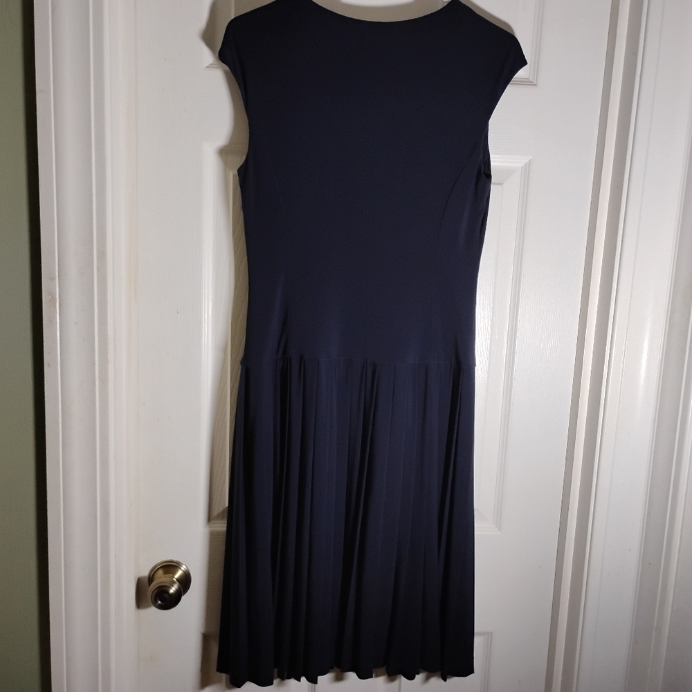 Navy Blue Knit Dress LAUREN Ralph Lauren Scoop Neck Cap Sleeve Size 6 - Picture 4 of 7